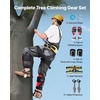 image:imageVEVOR Tree Climbing Spikes Set 1 Pair HeightAdjustable Climbing Spurs with Security Harness and Utility Rope 350lbs Load Capacity Tree Climbing Gear Arborist Equipment for Climbers Fruit PickingRed