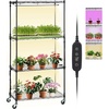 image:imageVEVOR Plant Stand with Grow Light 4Tier Plant Shelfwith 45W Full Spectrum LED 3 Mode Plant Light with Timer and Wheel for Seed Starting Metal Plant Rack for Indoor Plants4 Tiers  3 Light Modes with Timer