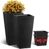 image:imageVEVOR Set of 2 Tall Planters for Outdoor Plants 22 inch Black Tall Planter for Indoor Plants Modern Planters for Front Porch Patio Balcony Plant Container Flower PotsBlack