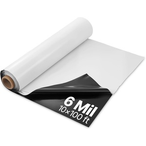 image:imageVEVOR 10 Mil Plastic Sheeting Heavy Duty 20 x 100 Thick Plastic Sheeting Roll Plastic Drop Cloth Painters Tarp Polyethylene Covering for Crawl Space Vapor Barrier MultiPurpose BlackBlackWhite