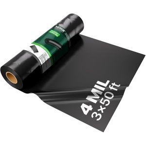 image:imageVEVOR 10 Mil Plastic Sheeting Heavy Duty 20 x 100 Thick Plastic Sheeting Roll Plastic Drop Cloth Painters Tarp Polyethylene Covering for Crawl Space Vapor Barrier MultiPurpose BlackBlack