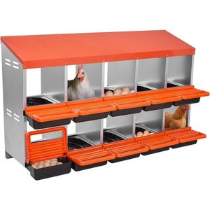 image:imageVEVOR 2 Tiers Chicken Nesting Boxes 10 Compartments Metal Egg Laying Boxes with Protective Collection Lids Roll Out Nesting Box Easy to Assemble Ideal for Hens Ducks Chickens and Other Poultry519L x 206W x 311H