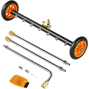 image:imageVEVOR 24 Inch Pressure Washer Undercarriage Cleaner 4000 PSI Stainless Steel Cleaner with Angle Adjustment and 7 Nozzles with 2 Extended Wands for Driveway Patio Deck24 Inch