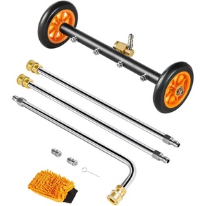 image:imageVEVOR 24 Inch Pressure Washer Undercarriage Cleaner 4000 PSI Stainless Steel Cleaner with Angle Adjustment and 7 Nozzles with 2 Extended Wands for Driveway Patio Deck16 Inch