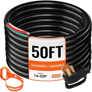 image:imageVEVOR 25 FT 50 Amp Generator Extension Cord 6381 AWG STW 50A RV Power Cord NEMA 1450P to Bare Wire Cut Cord for Manual Transfer Switch Home Backup Camper Trailer Temporary Power ETL Certified50 FT