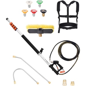 image:imageVEVOR 25 FT Pressure Washer Telescoping Wand with Power Washer Extension Wands amp High Pressure Hose Brush Head 7 Nozzles Hose Adapter Upgrade Support Belt Storage Bag 4000 PSI for High Cleaning18FT with Brush Head