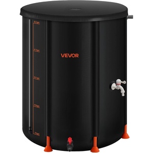 image:imageVEVOR Collapsible Rain Barrel 100 Gallon Portable Rain Water Collection  For Home Garden Water Catcher 1000D PVC Rainwater Storage System Tank Storage Container with Spigot amp Overflow Kit Black2025black