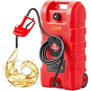 image:imageVEVOR Fuel Caddy 15 Gallon Fuel Tank Container with Gravity amp Hand Pump Modes Portable Fuel Tank with Wheels 10 ft Delivery Hose amp Manual Pump Gas Caddy for Motorboats ATVs Gasoline amp Diesel15 Gallon
