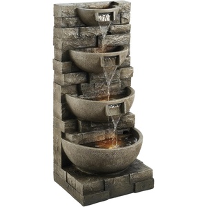 image:imageVEVOR Outdoor Water Fountain 3563 in Height Fountain and Waterfall 4Tier Floor Standing Cascading Fountains with LED Light and Pump Block Stack Style for Outdoor Indoor Garden Patio amp Backyard3563 Inch