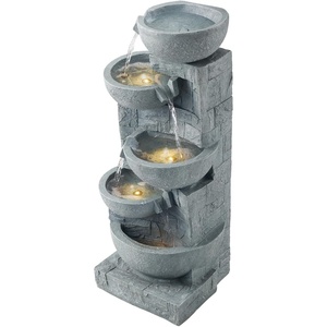 image:imageVEVOR Outdoor Water Fountain 3563 in Height Fountain and Waterfall 4Tier Floor Standing Cascading Fountains with LED Light and Pump Block Stack Style for Outdoor Indoor Garden Patio amp Backyard315 Inch