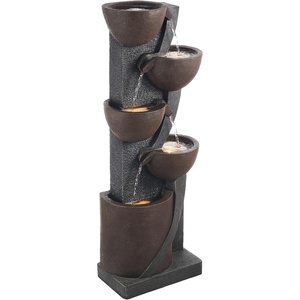 image:imageVEVOR Outdoor Water Fountain 3563 in Height Fountain and Waterfall 4Tier Floor Standing Cascading Fountains with LED Light and Pump Block Stack Style for Outdoor Indoor Garden Patio amp Backyard4961 Inch