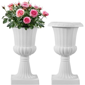 image:imageVEVOR Plastic Urn Planters 158 x 264 Inch 2 Pack Black Classic Flower Pots Front Porch Planters Indoor amp Outdoor Vase for Wedding Party Event Home Stage Garden Balcony Patio DecorationWhite