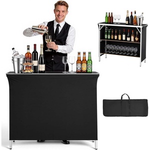 image:imageVEVOR Portable Tradeshow Podium Table 5118 x 1831 x 374 Display Exhibition Counter Stand Booth Fair with Wall Foldable Promotion Retail Bar Table Pop Up Podium with Storage Rack Carrying Bag433 x 152 x 348 inches