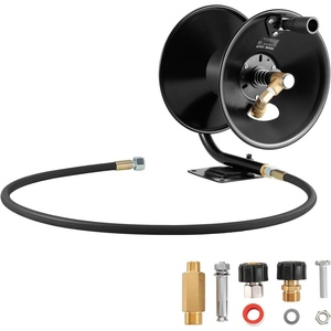 image:imageVEVOR Pressure Washer Hose Reel 50 ft x 38 inch HeavyDuty Steel BracketMounted Pressure Hose Reel WallFloorTruck Mount 4000PSI Max Manual Power Hand Crank for CarFloor WashingGarden