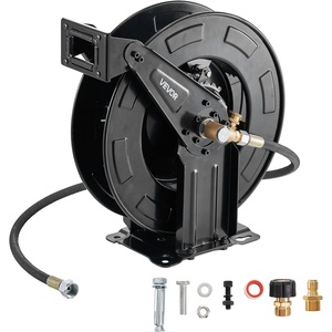 image:imageVEVOR Pressure Washer Hose Reel 60 ft x 14 inch Retractable Power HeavyDuty Steel Washer Hose Reel 4000PSI Max AutoRewinding Flexible WallFloor Mounted for Car WashingGardenFloor Cleaning50 ft x 38 inch  4000PSI