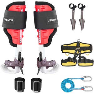 image:imageVEVOR Tree Climbing Spikes Set 1 Pair HeightAdjustable Climbing Spurs with Security Harness and Utility Rope 350lbs Load Capacity Tree Climbing Gear Arborist Equipment for Climbers Fruit PickingRed