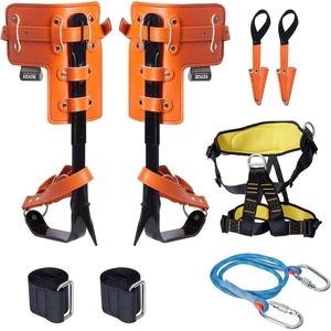 image:imageVEVOR Tree Climbing Spikes Set 1 Pair HeightAdjustable Climbing Spurs with Security Harness and Utility Rope 350lbs Load Capacity Tree Climbing Gear Arborist Equipment for Climbers Fruit PickingOrange