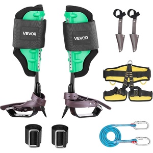 image:imageVEVOR Tree Climbing Spikes Set 1 Pair HeightAdjustable Climbing Spurs with Security Harness and Utility Rope 350lbs Load Capacity Tree Climbing Gear Arborist Equipment for Climbers Fruit PickingGreen