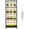 image:imageVEVOR Indoor Greenhouse with Grow Light 59 in Tall 4Tier Plant Stand with Clear Cover Timer amp Hygrometer 180W Full Spectrum Grow Lights Metal Lighted Plants Shelf Holder for Indoor Plants3 Mode Automatic Timer