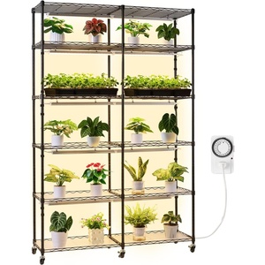 image:imageVEVOR Indoor Greenhouse with Grow Light 59 in Tall 4Tier Plant Stand with Clear Cover Timer amp Hygrometer 180W Full Spectrum Grow Lights Metal Lighted Plants Shelf Holder for Indoor PlantsWith Mechanical Timer