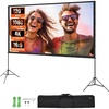 image:imageVEVOR Projector Screen with Stand 100 Inch 160 Wide Angle Indoor Outdoor Projection Screen 169 4K HD Wrinkleless Portable DualTripod Screens with Carry Bag for Movie Home Theater PresentationSixfooted 120