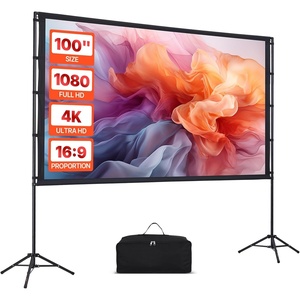 image:imageVEVOR Projector Screen with Stand 100 Inch 160 Wide Angle Indoor Outdoor Projection Screen 169 4K HD Wrinkleless Portable DualTripod Screens with Carry Bag for Movie Home Theater PresentationSixfooted 100