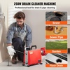 image:imageVEVOR 66FT x 58 Inch Drain Cleaner Machine 250W Electric Sewer Snake Auger Manual Feed  with 7 Cutters 2 Steel Cables 66 x 58 and 15 x 38amp CWCCW Control for 16 to 4 PipesRed