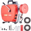 image:imageVEVOR 66FT x 58 Inch Drain Cleaner Machine 250W Electric Sewer Snake Auger Manual Feed  with 7 Cutters 2 Steel Cables 66 x 58 and 15 x 38amp CWCCW Control for 16 to 4 PipesRed