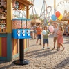 image:imageVEVOR Candy Vending Machine Four Compartment Candy Vending Machine with Stand Gumball amp Candies Vendings Machines with Adjustable Height Vintage Candies Dispenser for Shop Arcade Family GatheringBlue
