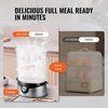 image:imageVEVOR Commercial Food Warmer 1500W Electric Stainless Steel Steam Food Warmer with Lid 6Pan Fast Heating Countertop Buffet Bain Marie with Soup amp Perforated Ladles for Catering Restaurant Party95Qt