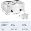 image:imageVEVOR Commercial Food Warmer 1500W Electric Stainless Steel Steam Food Warmer with Lid 6Pan Fast Heating Countertop Buffet Bain Marie with Soup amp Perforated Ladles for Catering Restaurant Party2x12Pan 24QT