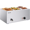 image:imageVEVOR Commercial Food Warmer 1500W Electric Stainless Steel Steam Food Warmer with Lid 6Pan Fast Heating Countertop Buffet Bain Marie with Soup amp Perforated Ladles for Catering Restaurant Party2x13Pan and 2x16Pan 24QT