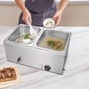 image:imageVEVOR Commercial Food Warmer 1500W Electric Stainless Steel Steam Food Warmer with Lid 6Pan Fast Heating Countertop Buffet Bain Marie with Soup amp Perforated Ladles for Catering Restaurant Party2x12Pan 24QT