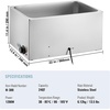 image:imageVEVOR Commercial Food Warmer 1500W Electric Stainless Steel Steam Food Warmer with Lid 6Pan Fast Heating Countertop Buffet Bain Marie with Soup amp Perforated Ladles for Catering Restaurant Party12x20 Full Pan with display