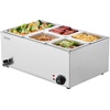 image:imageVEVOR Commercial Food Warmer 1500W Electric Stainless Steel Steam Food Warmer with Lid 6Pan Fast Heating Countertop Buffet Bain Marie with Soup amp Perforated Ladles for Catering Restaurant Party1x13Pan and 4x16Pan 24QT