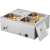 image:imageVEVOR Commercial Food Warmer 1500W Electric Stainless Steel Steam Food Warmer with Lid 6Pan Fast Heating Countertop Buffet Bain Marie with Soup amp Perforated Ladles for Catering Restaurant Party4x12Pan48QT