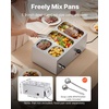 image:imageVEVOR Commercial Food Warmer 1500W Electric Stainless Steel Steam Food Warmer with Lid 6Pan Fast Heating Countertop Buffet Bain Marie with Soup amp Perforated Ladles for Catering Restaurant Party2x13Pan and 2x16Pan 24QT