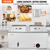 image:imageVEVOR Commercial Food Warmer 1500W Electric Stainless Steel Steam Food Warmer with Lid 6Pan Fast Heating Countertop Buffet Bain Marie with Soup amp Perforated Ladles for Catering Restaurant Party2x12Pan 24QT