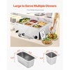 image:imageVEVOR Commercial Food Warmer 1500W Electric Stainless Steel Steam Food Warmer with Lid 6Pan Fast Heating Countertop Buffet Bain Marie with Soup amp Perforated Ladles for Catering Restaurant Party1x13Pan and 4x16Pan 24QT