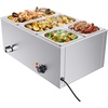 image:imageVEVOR Commercial Food Warmer 1500W Electric Stainless Steel Steam Food Warmer with Lid 6Pan Fast Heating Countertop Buffet Bain Marie with Soup amp Perforated Ladles for Catering Restaurant Party2x13Pan and 2x16Pan 24QT
