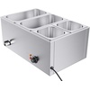 image:imageVEVOR Commercial Food Warmer 1500W Electric Stainless Steel Steam Food Warmer with Lid 6Pan Fast Heating Countertop Buffet Bain Marie with Soup amp Perforated Ladles for Catering Restaurant Party2x13Pan and 2x16Pan 24QT