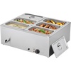 image:imageVEVOR Commercial Food Warmer 1500W Electric Stainless Steel Steam Food Warmer with Lid 6Pan Fast Heating Countertop Buffet Bain Marie with Soup amp Perforated Ladles for Catering Restaurant Party6x13Pan 48QT