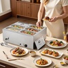 image:imageVEVOR Commercial Food Warmer 1500W Electric Stainless Steel Steam Food Warmer with Lid 6Pan Fast Heating Countertop Buffet Bain Marie with Soup amp Perforated Ladles for Catering Restaurant Party6x13Pan 48QT