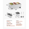 image:imageVEVOR Commercial Food Warmer 1500W Electric Stainless Steel Steam Food Warmer with Lid 6Pan Fast Heating Countertop Buffet Bain Marie with Soup amp Perforated Ladles for Catering Restaurant Party1x13Pan and 4x16Pan 24QT