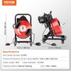 image:imageVEVOR Drain Cleaner Machine 100 FT x 12 Inch with Adjustable Drum Angle50 FT x 12 Manual Feed