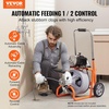 image:imageVEVOR Drain Cleaner Machine 100 FT x 12 Inch with Adjustable Drum Angle75 FT x 38