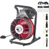 image:imageVEVOR Drain Cleaner Machine 100FT x 38 Inch Auto Feed Sewer Snake Auger on Wheels 370W Portable Drain Cleaning Machine with 8 Cutters amp Airactivated Foot Switch for 2 to 4 Pipes75 FT x 38