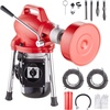 image:imageVEVOR Drain Cleaner Machine 120FT x 58 Inch 370W Electric Sewer Snake Auger Manual Feed  with 2 Sectional Steel Cables120 x 58 and 23 x 38 7 Cutters and CWCCW Control for 16 to 4 Pipes120Ft x 58Inch  7 Cutters