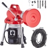 image:imageVEVOR Drain Cleaner Machine 120FT x 58 Inch 370W Electric Sewer Snake Auger Manual Feed  with 2 Sectional Steel Cables120 x 58 and 23 x 38 7 Cutters and CWCCW Control for 16 to 4 Pipes66Ft x 58Inch  7 Cutters