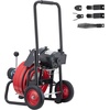 image:imageVEVOR Drain Cleaner Machine 50 FT x 38 Inch Auto Feed Sewer Snake Auger on Wheels Portable Drain Cleaning Machine with 4 Cutters amp Airactivated Foot Switch for 2 to 4 Pipes75 FT x 38